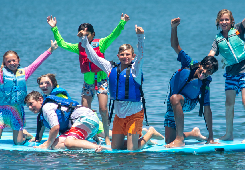 Happy kids on the lilypad